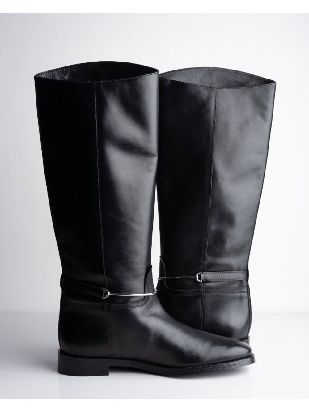 Massimo Dutti Womens Leather Knee High Riding Boots Black Sz US 9 EU 40 NWD - Picture 3 of 10